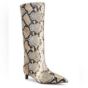 Nakedvice Leather The Stacey Boot in Snake Kitten Heel Pointed Toe Wide Shaft 5